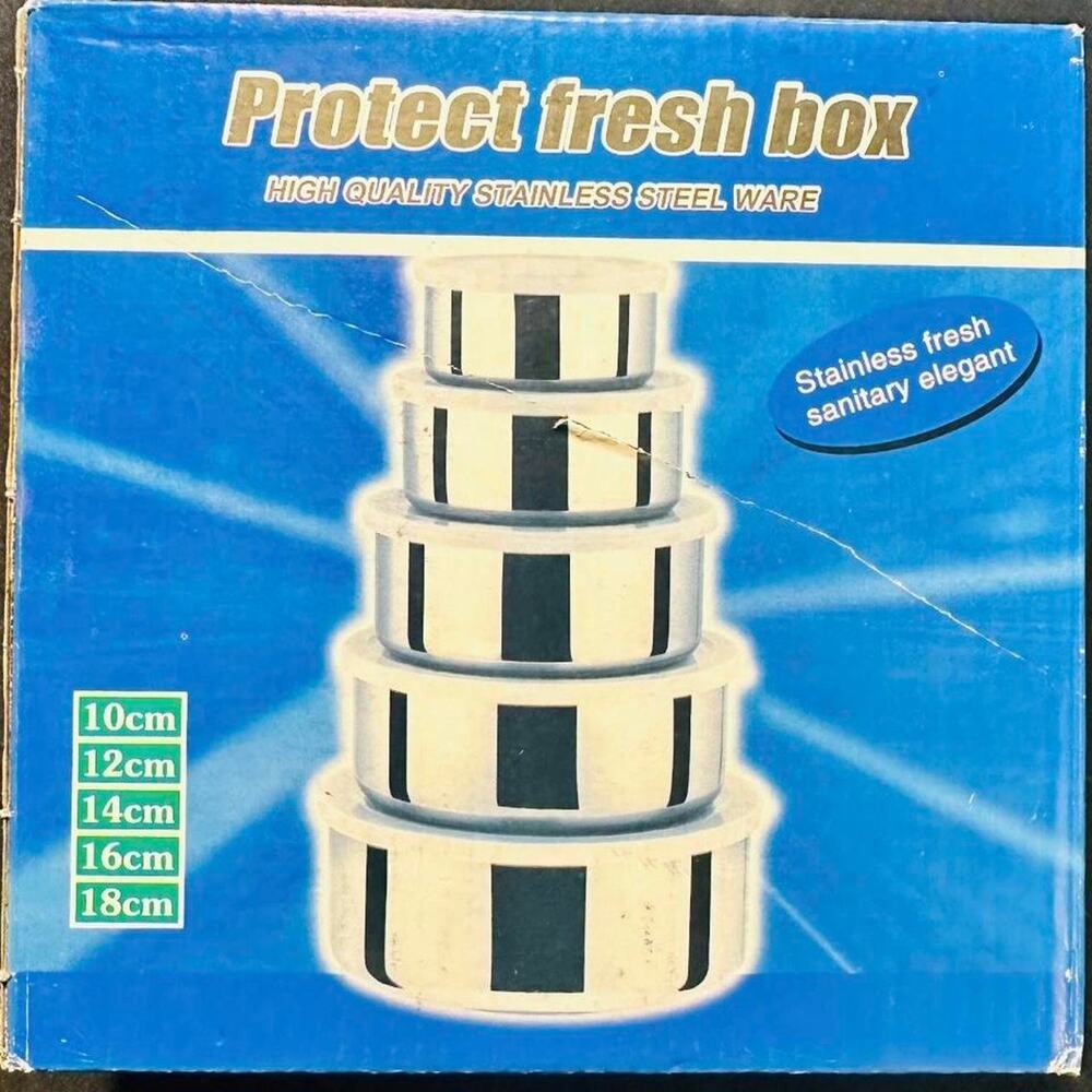 Set of 5 stainless steel food containers new in box